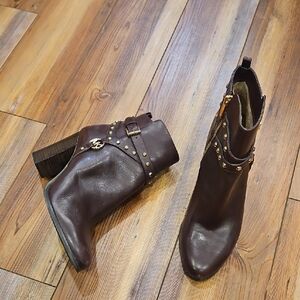 Michael Kors Brown Ankle Boots with Gold Accents